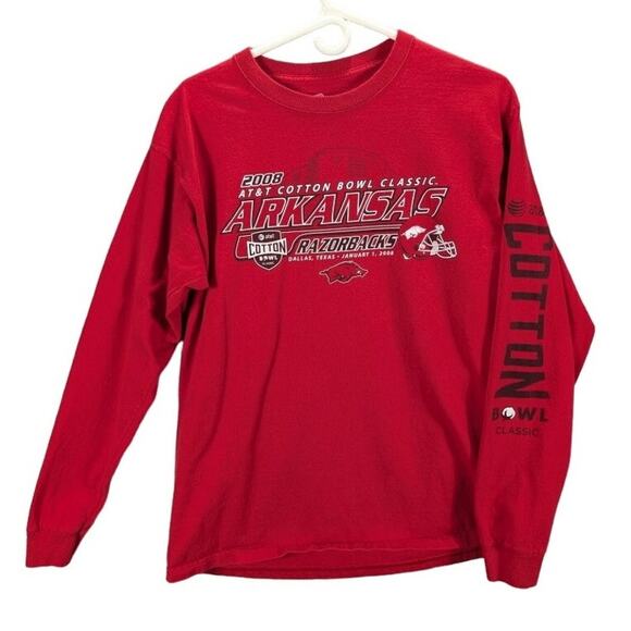 Razorbacks Shirt Mens Large Cotton Bowl Long Sleeve Red Football Arkansas 2008 - Picture 1 of 7